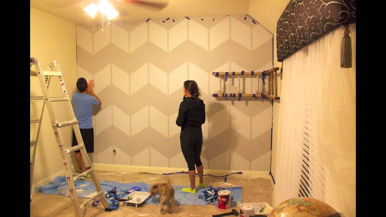 Chevron Pattern Bedroom Painting - Time Lapse