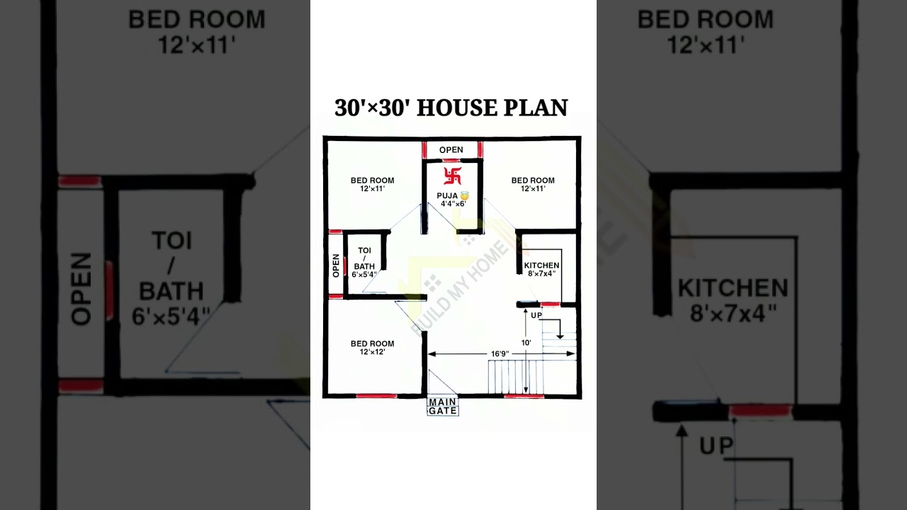 30 x 30 house plan / 30 x 30 house design/ 3 bhk plan/ #shortvideo #trending #trendingshorts #design