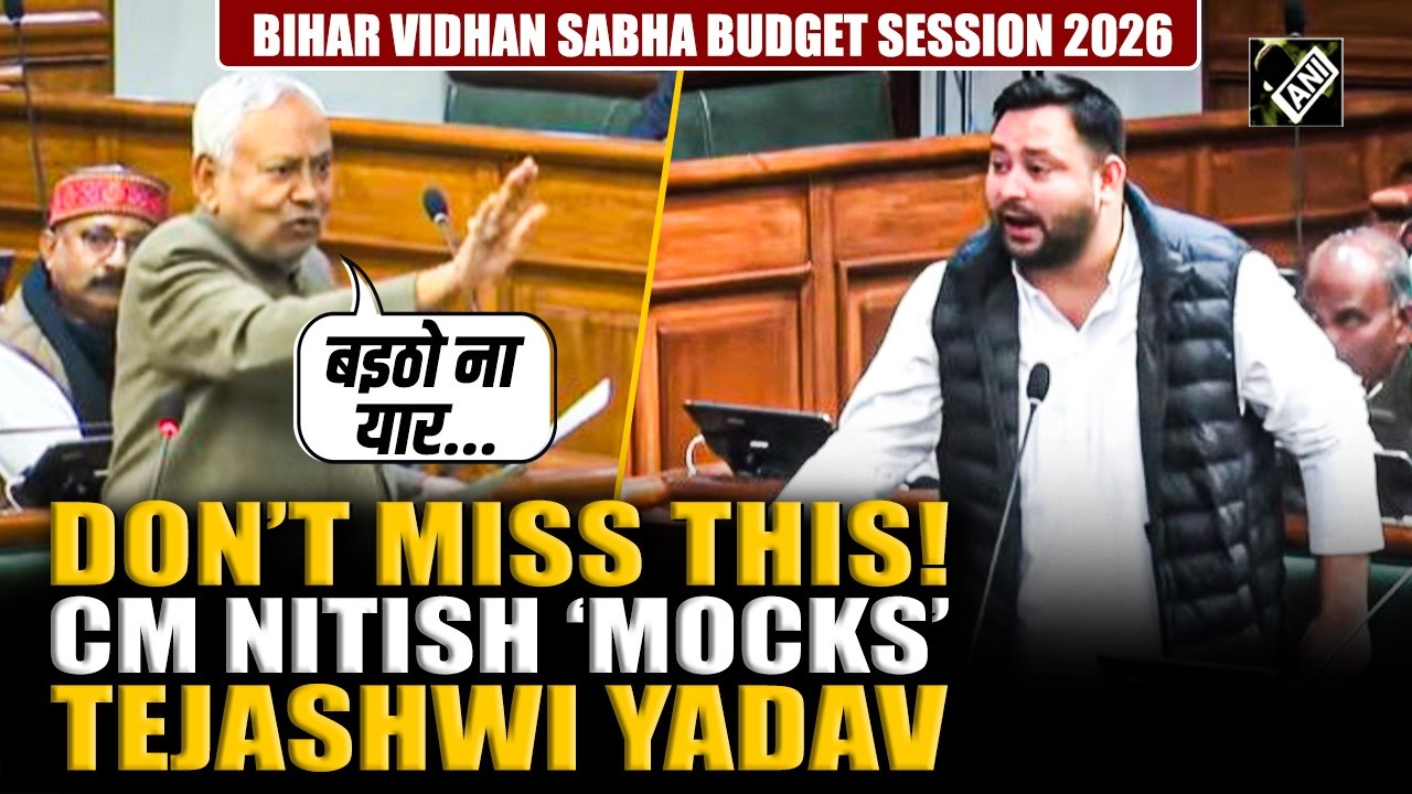 Unmissable Video: CM Nitish Kumar mocks RJD’s Tejashwi Yadav during his speech in Bihar Assembly