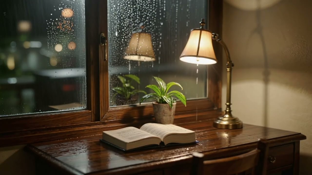 Rainy Desk Ambience 🌧️ Cozy Night Rain Sounds for Deep Focus, Study & Sleep (1 Hour, No Music)