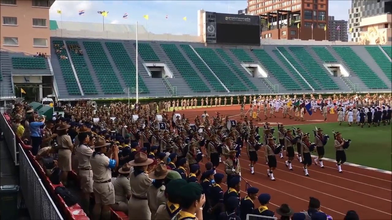 กองพันที่1 วงปี่สก็อตและวงโยธวาทิตโรงเรียนวชิราวุธวิทยาลัย งานวันคล้ายวันสถาปนาลูกเสือ ปี2559