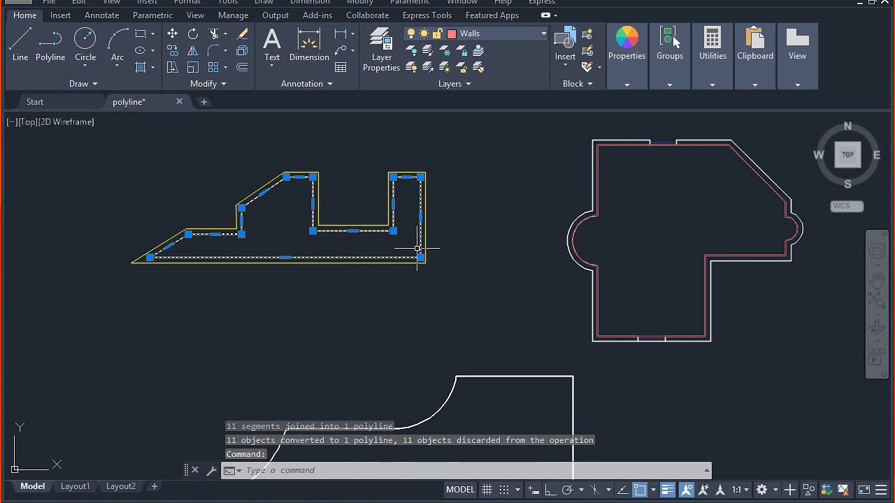 polyline Autocad 2 D