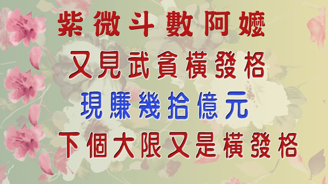 又見武貪橫發格—限賺幾十億元—下個大限又是橫發格