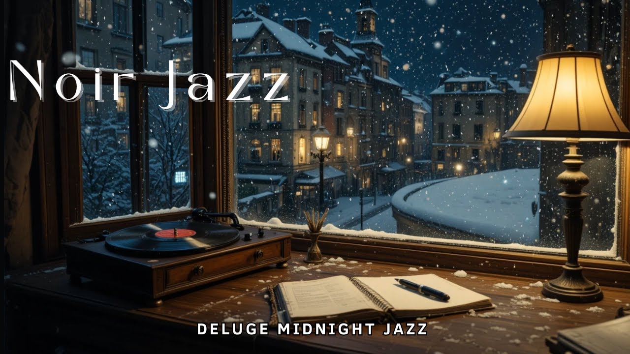 Noir Jazz by the Window ❄️ Snowy Night Ambience | Deluge Midnight Jazz