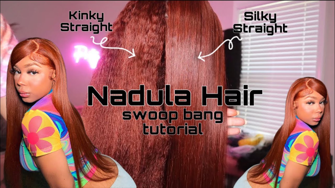 Парик с шелковым выпрямлением и челкой, выполненный компанией Nadula Hair.