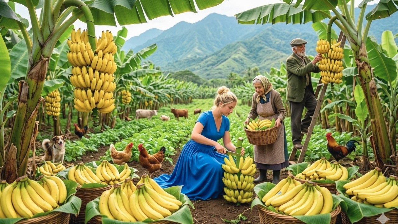 Quiet countryside morning: A day harvesting fresh bananas (Farm fresh ASMR)