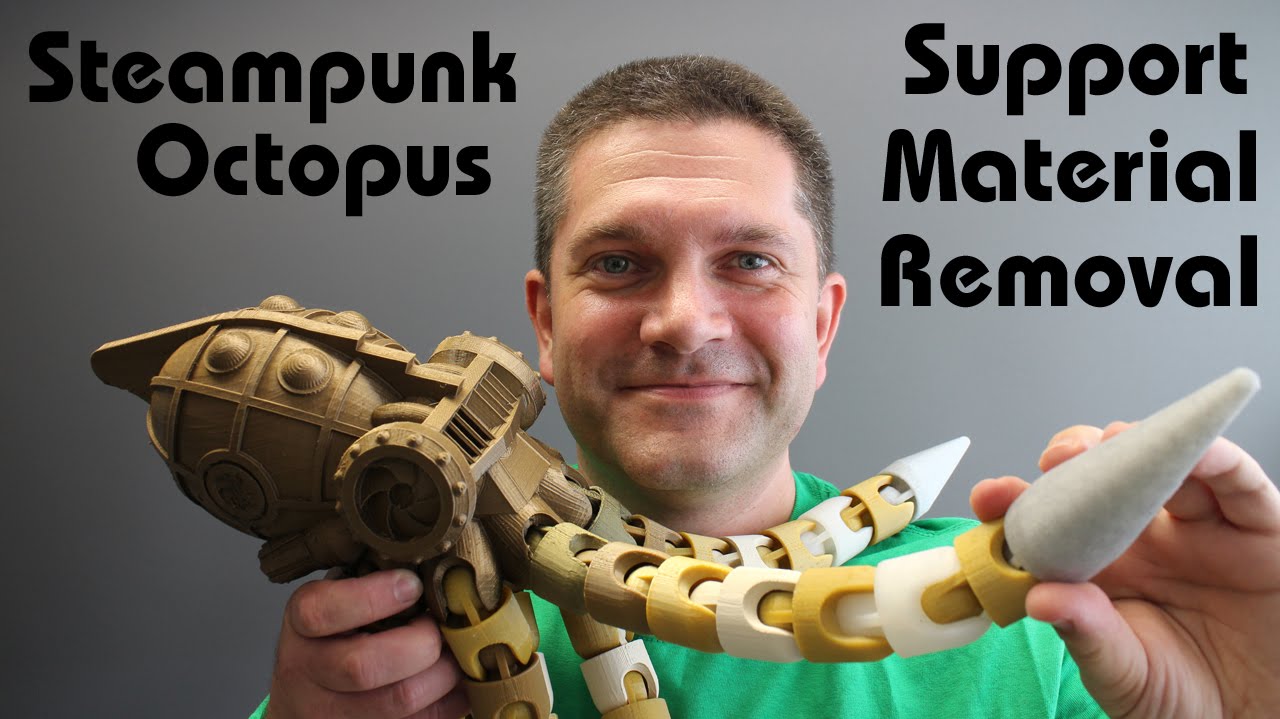 3D Printing & support material processing - Steampunk Octopus