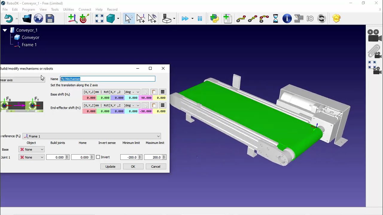 RobotDK - Conveyor configuration and simulation