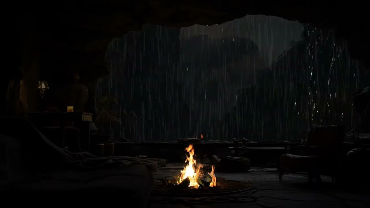 Rain Sounds in Hidden Cave Night | Relaxing Cave Ambience for Deep Sleep and Emotional Clarity