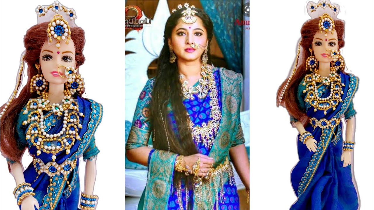 DIY Devasena inspired Barbie Look | South indian bridal doll makeup and jewellery making |Sono Dolls