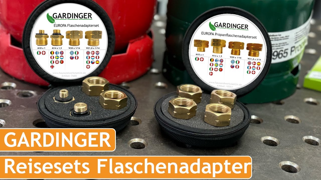 GARDINGER Europa Reisesets Propanflaschenadapter Fülladapter für Gas umfüllen oder im Ausland nutzen