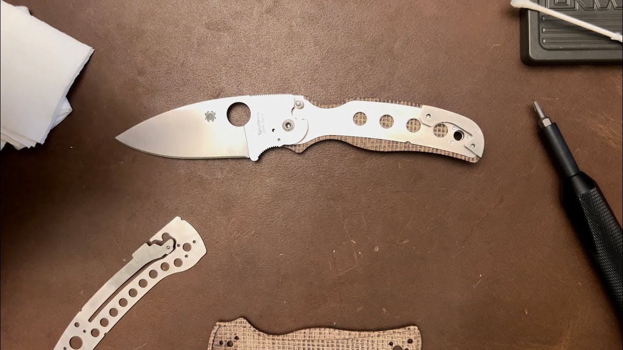 Spyderco Shaman disassembly | Burlap micarta S90v Knife Center exclusive
