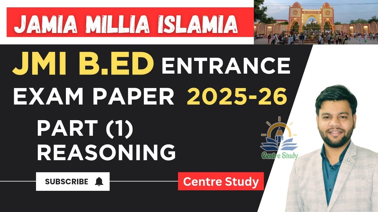 Jamia BEd Entrance Paper 2025 | Part-1 | Reasoning | Jamia b.ed Preparation 2025 | JMI BEd Entrance