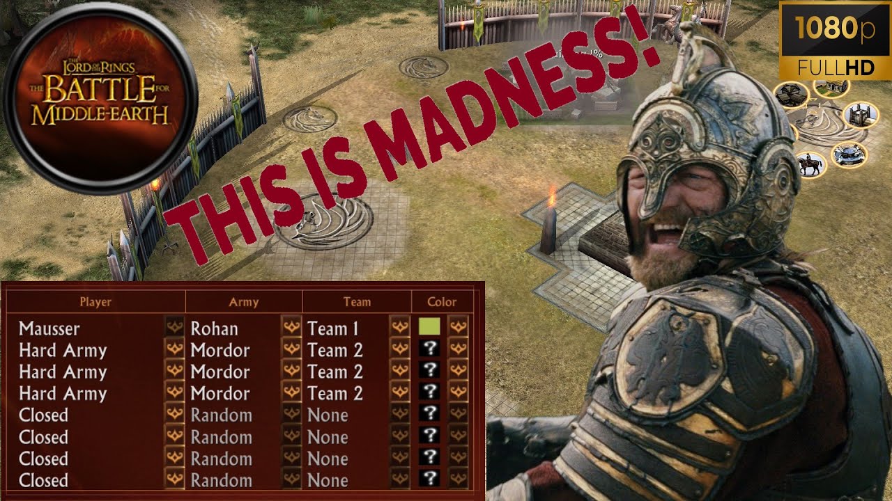 Rohan (Mausser) VS 3 Hard Army (Mordor) | Very Hard Difficulty!! | Anfalas | Battle for Middle Earth