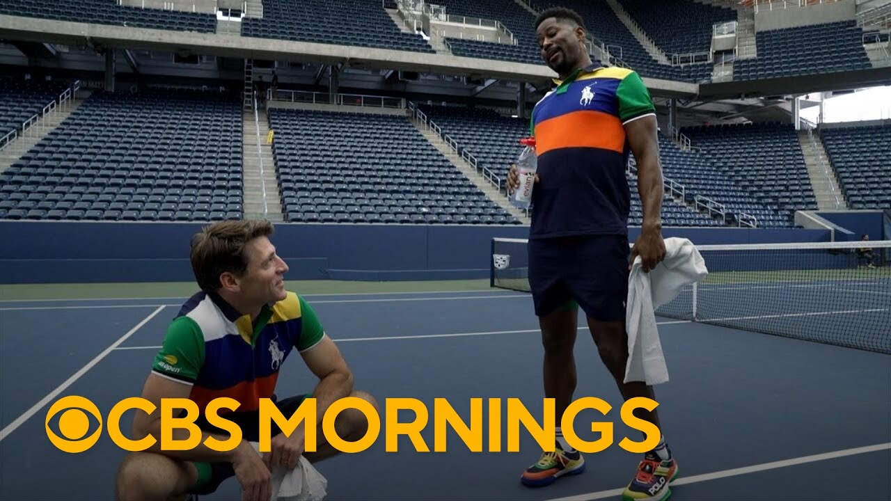 Nate Burleson and Tony Dokoupil try out for U.S. Open ball crew