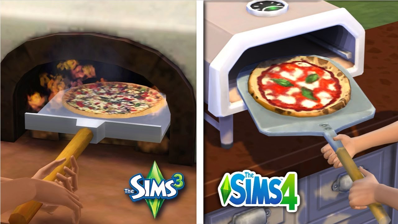 Sims 3 vs Sims 4 - Making Pizza