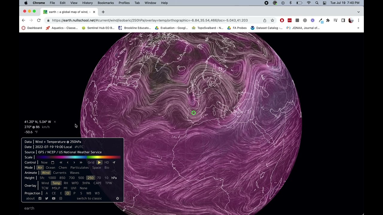 Using the Global Weather Visualization tool at earth.nullschool.net - Part 4: Temp & other overlays