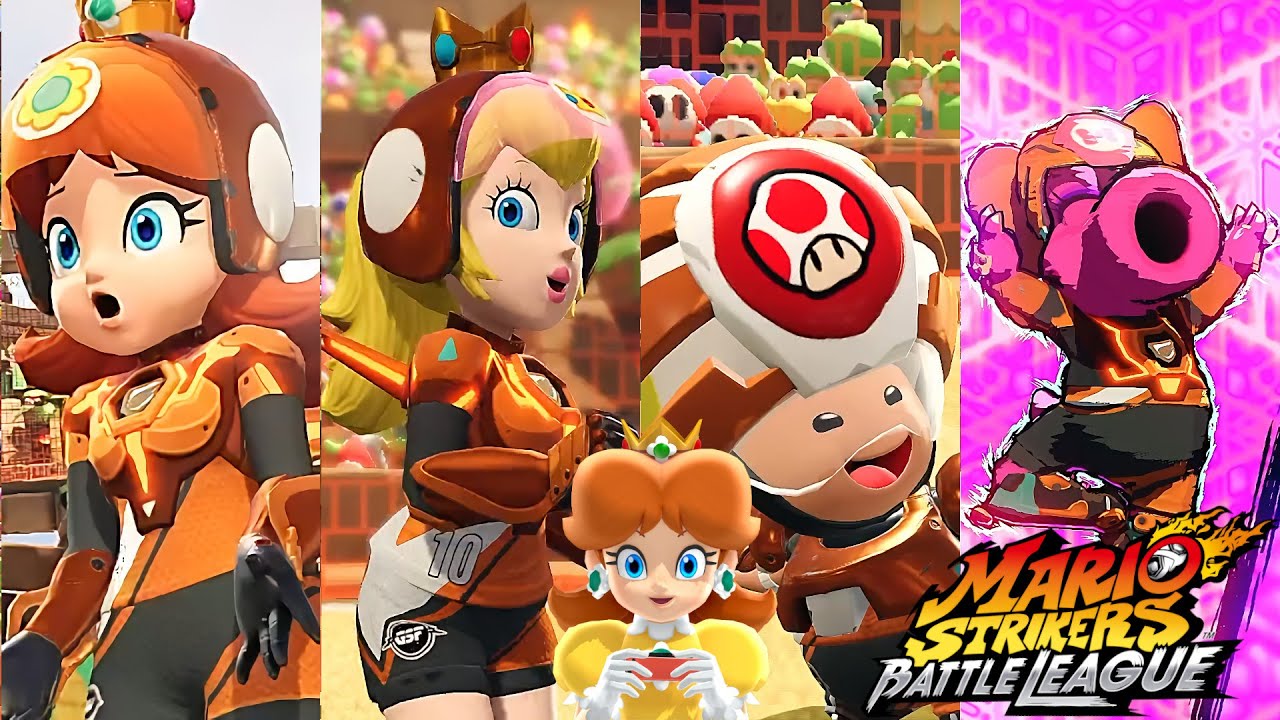 Mario Strikers Battle League, Daisy Peach Toad и Birdo в Desert Ruin, CPU Hard