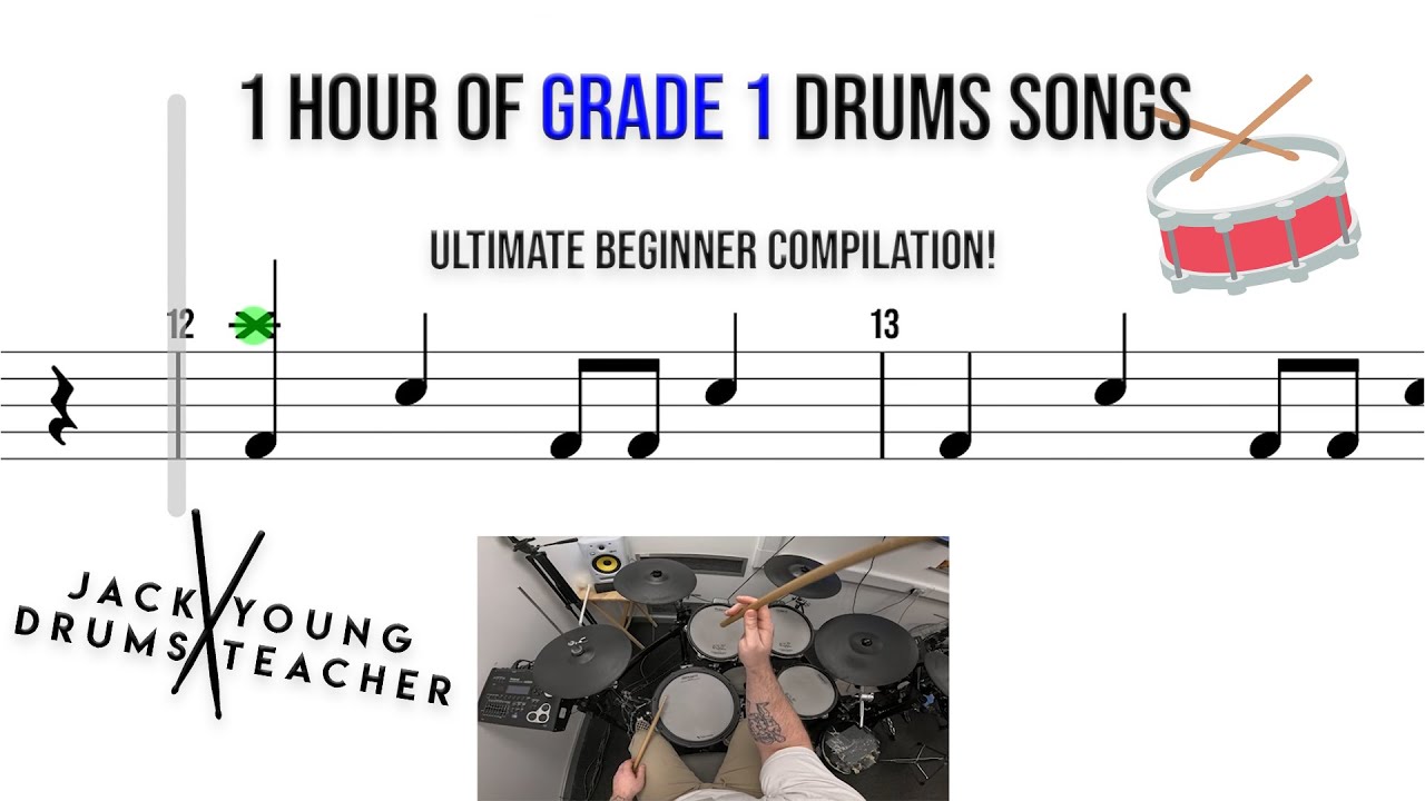 🥁 3 Hours of Grade 1 Drums Songs – Ultimate Beginner Compilation!