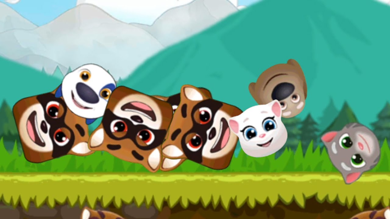 Talking Tom Ball,Talking Hank Ball,Angela Ball,Ben Ball Catch The Raccoon in Red Ball 4 Green Hills