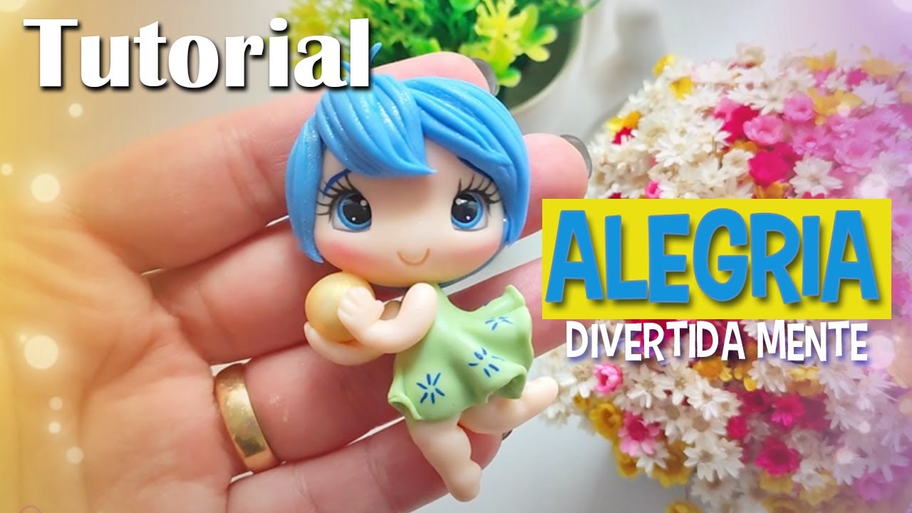 Aplique em Biscuit Personagem Alegria - Maratona das Parceiras com a Equipe Faby Rodrigues