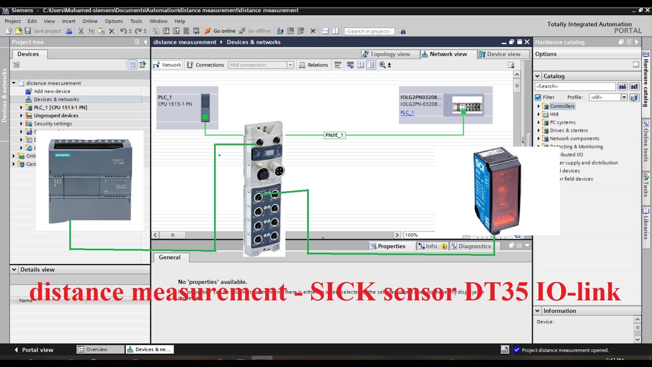 TIA Portal distance measurement using SICK sensor DT35 IO-link