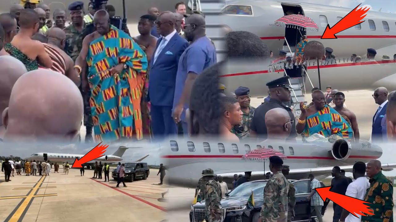 #mustwatch OTUMFUO OSEI TUTU II DEPARTING FROM PREMPEH I INTERNATIONAL AIRPORT TO UK 🇬🇧 #everyone