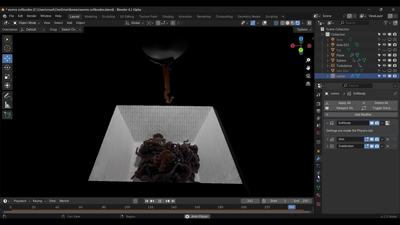 blender worms soft bodies attracted to sphere