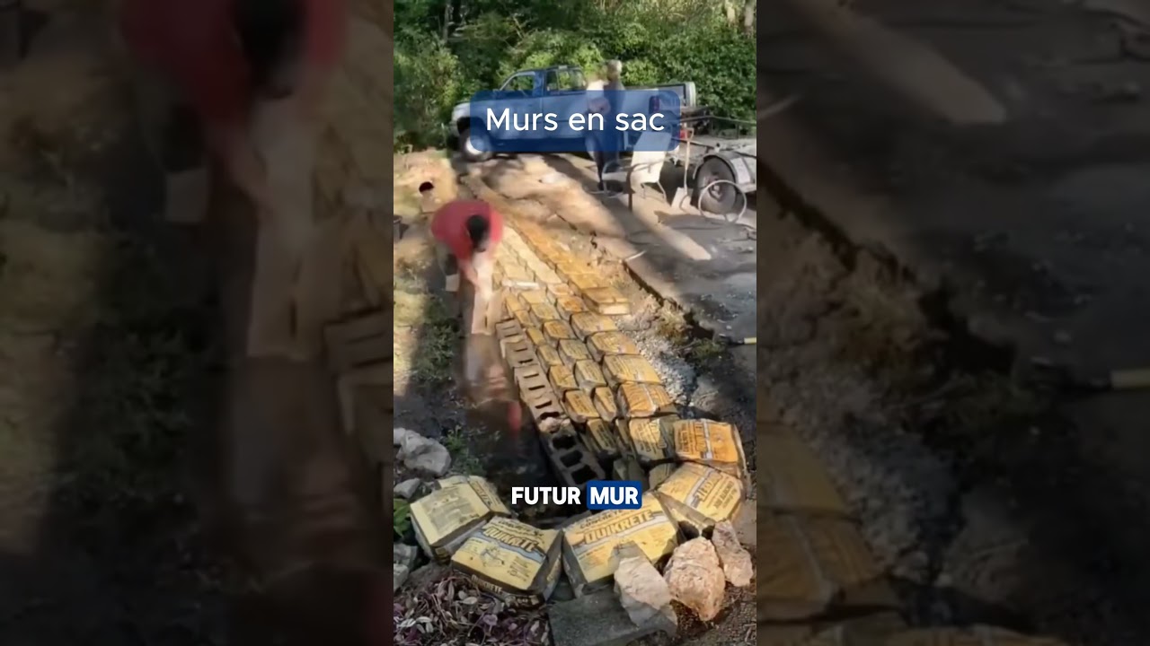 Mur de sac de ciment #btp #innovation #chantier #construction