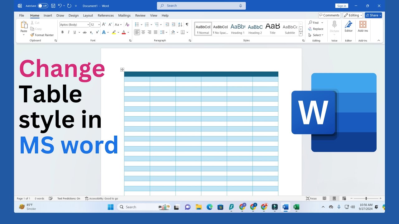 How to change table style in microsoft word | Microsoft Word table design