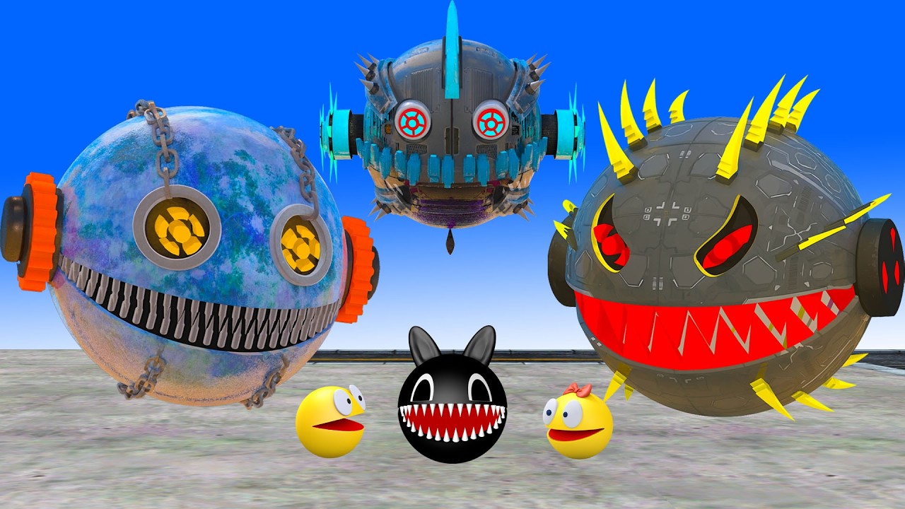 MS PACMAN & NEW RED PACMAN VS TWO YELLOW MONSTER PACMAN FIGHTING IN POKEMON #2026