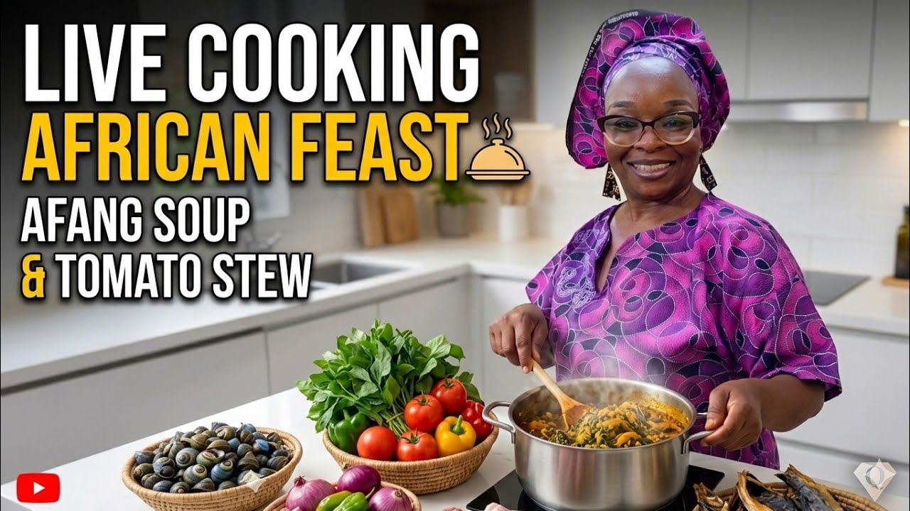 LIVE Cooking Afang Soup & Nigerian Stew | Easy African FoodRecipe#AfangSoup#NigerianFood#LiveCooking