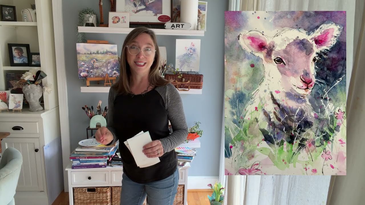 My Thank You Gift for 60k! Start to Finish Lamb Postcard Watercolor Tutorial