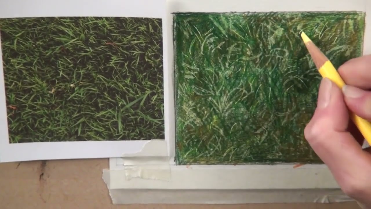 Coloured pencil textures course part 15 - grass