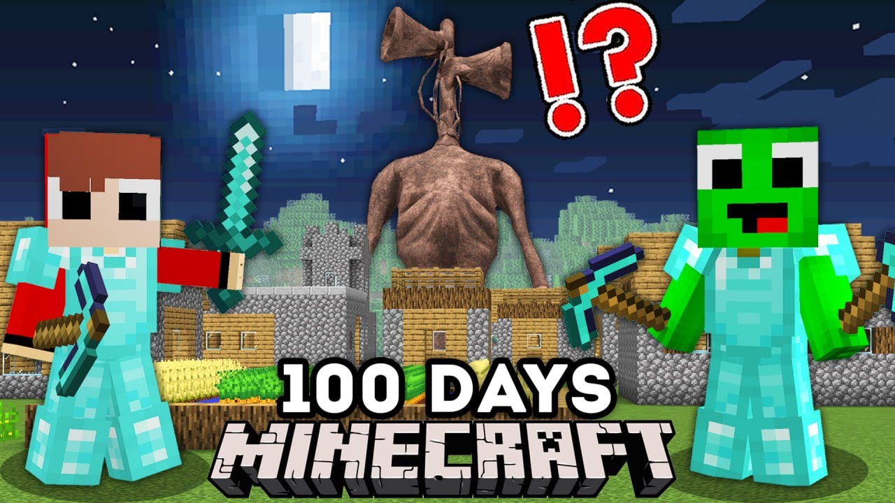 HOW JJ and Mikey Survived 100 Days Of Attack On Siren Head? - in Minecraft Funny Challenge (Maizen)