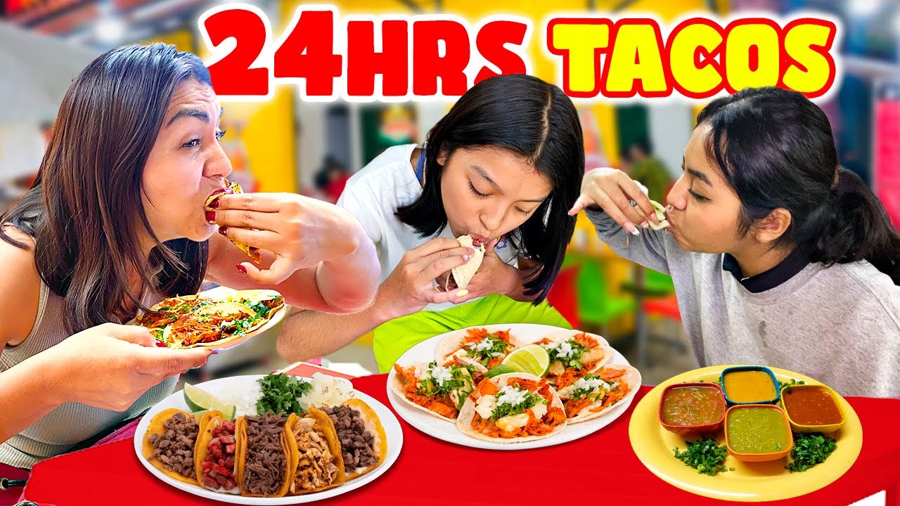 🌮24 HORAS COMIENDO TACOS! PASTOR, CANASTA Y MAS lYadeli Merlin🤍