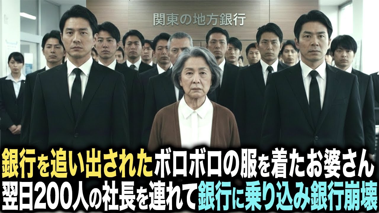 「支店長を呼んでください」と言って銀行から追い出されたボロ服のお婆さん。翌日、主要取引先200社を連れて銀行に乗り込む。直後、銀行は地獄絵図に…