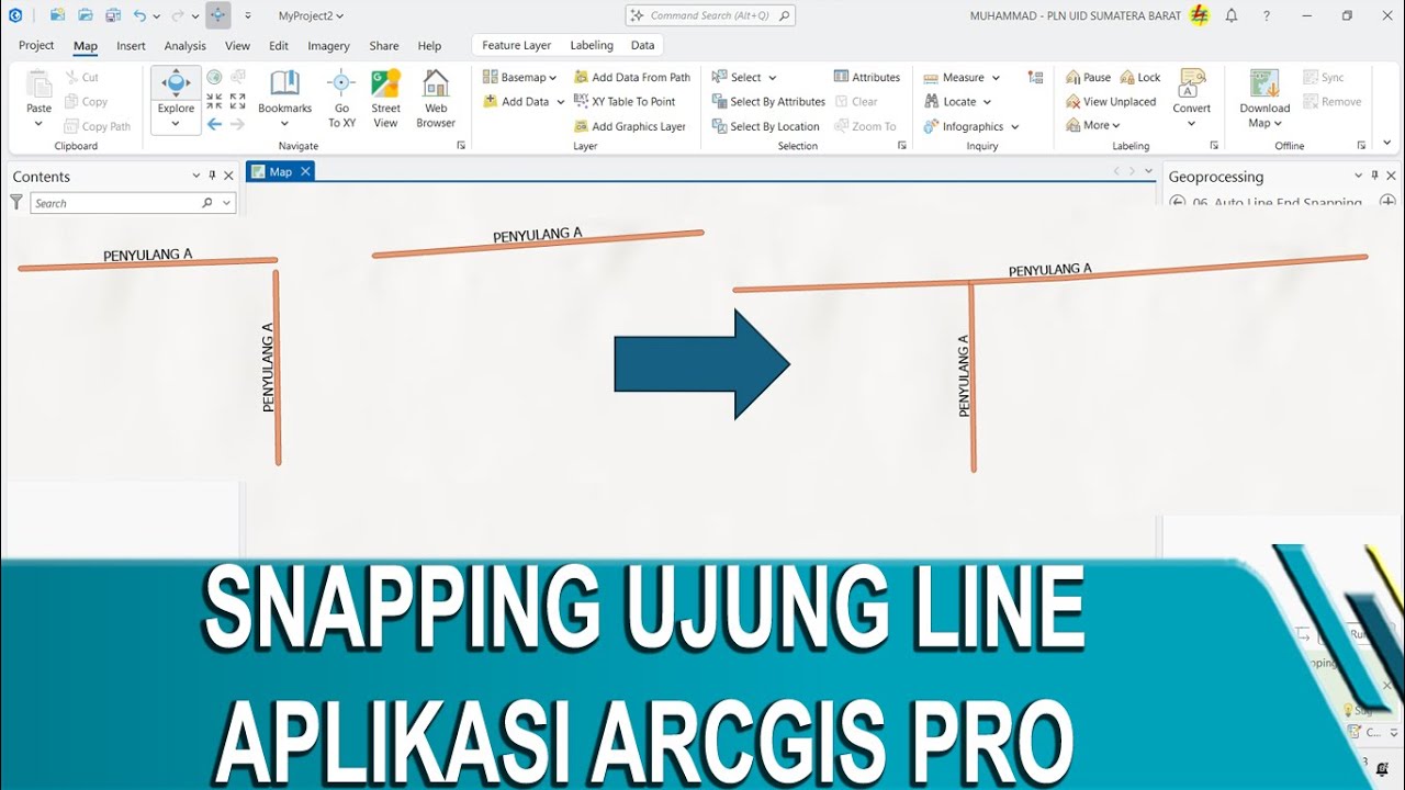 Snapping Ujung Line Otomatis | Sambung Segmen Kolektif | ArcGIS Pro | Python | Sumbar Soeper Tools |