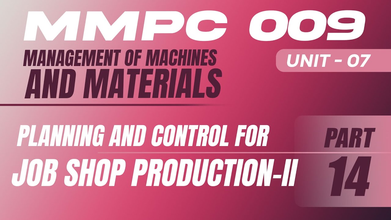 MMPC-009 : PLANNING AND CONTROL FOR JOB SHOP PRODUCTION II