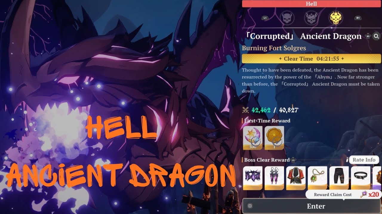 Hell Corrupted Ancient Dragon Solo | Seven Deadly Sins: Origin 