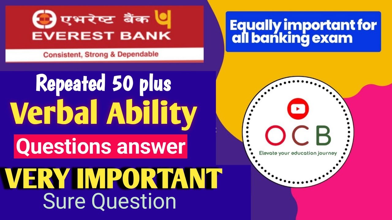 everest bank limited// Written exam Question// Verbal Ability Full Solutions// #banking #everestbank