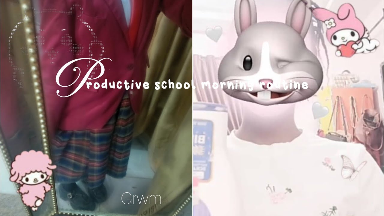 🪷🍥Productive school morning routine ,grwm,skincare and more