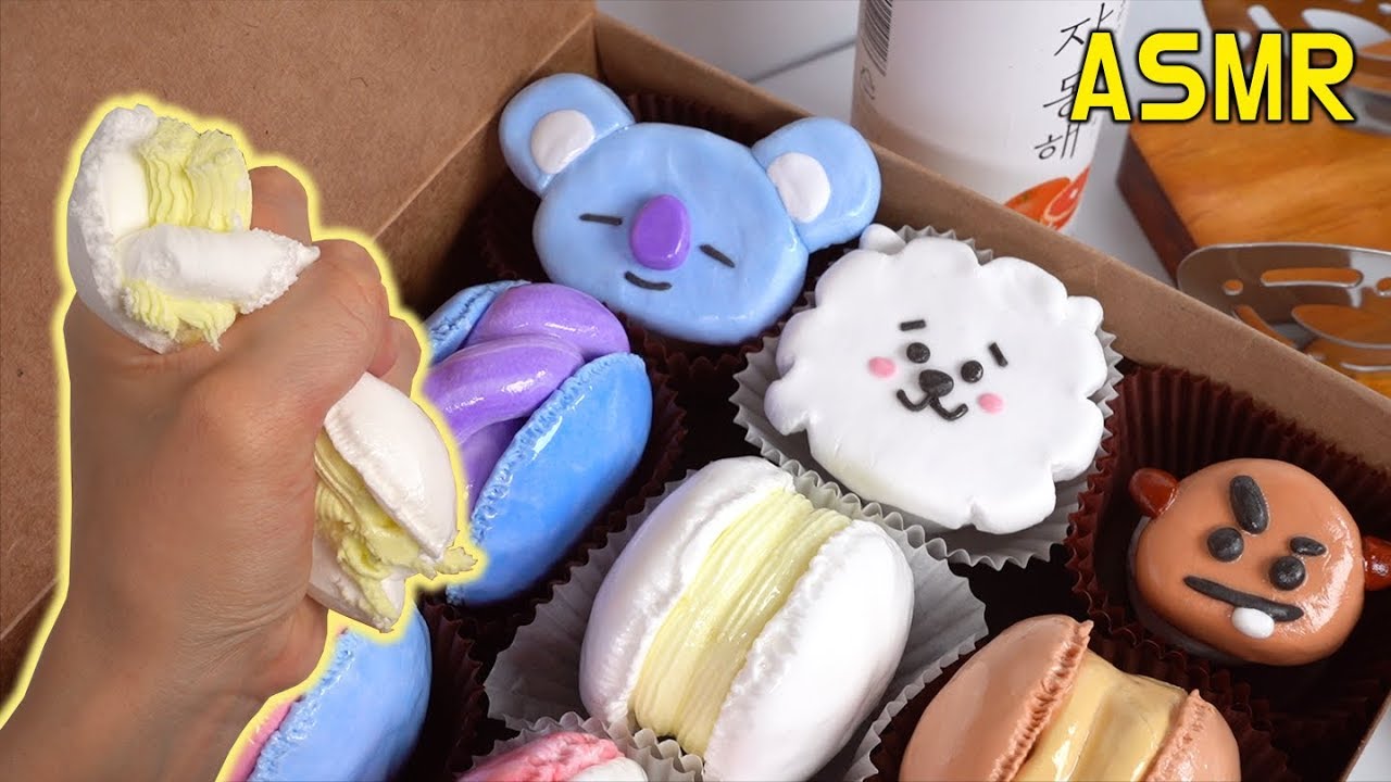 부수는 쾌감! BT21 마카롱 점토 부수기 BT21 Macarons Clay Cracking, Clay Popping