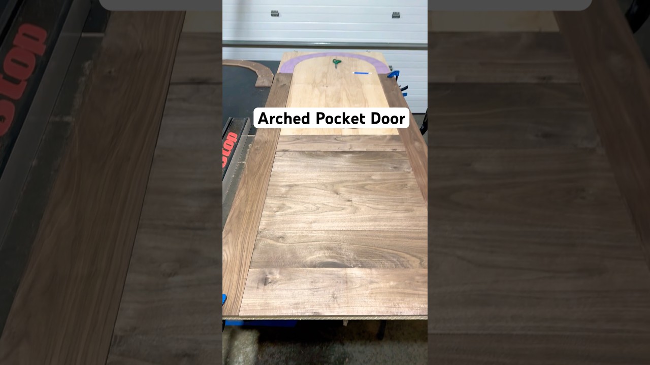 Building an arched pocket door for our laundry room and having some fun with thick veneer.
