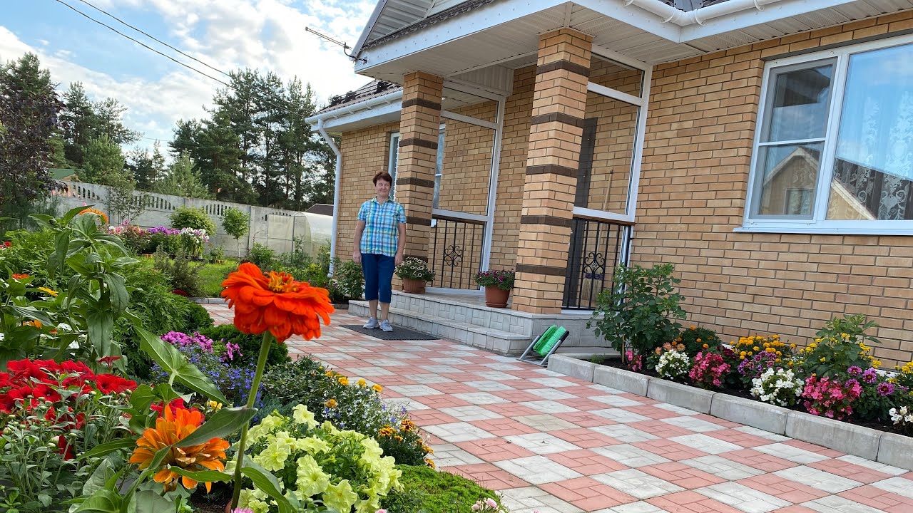 В гости к соседям🏡обзор участка🧑‍🌾Циния🌺любимый цветок хозяйки🌺