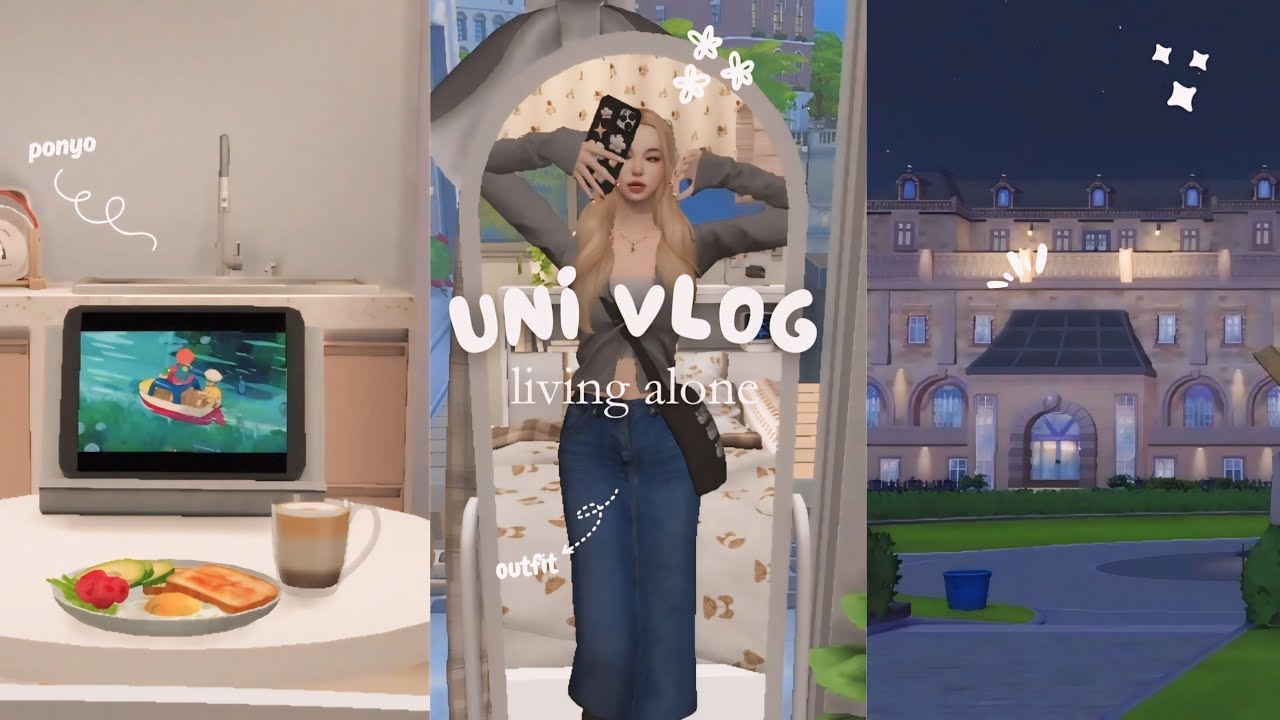 Student vlog 📓🖇️ : productive day, library study, university classes etc. | Sims vlog