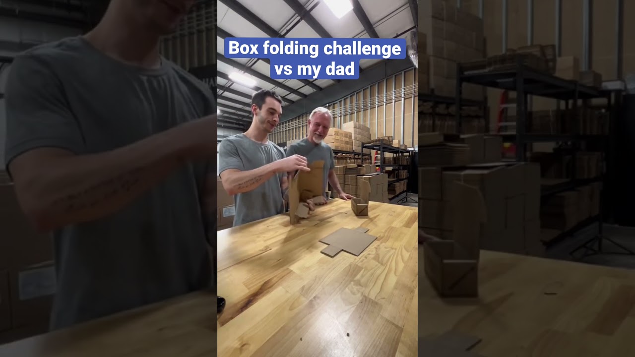 Box Folding Challenge vs My Dad 😂💪 #shorts #smallbusiness