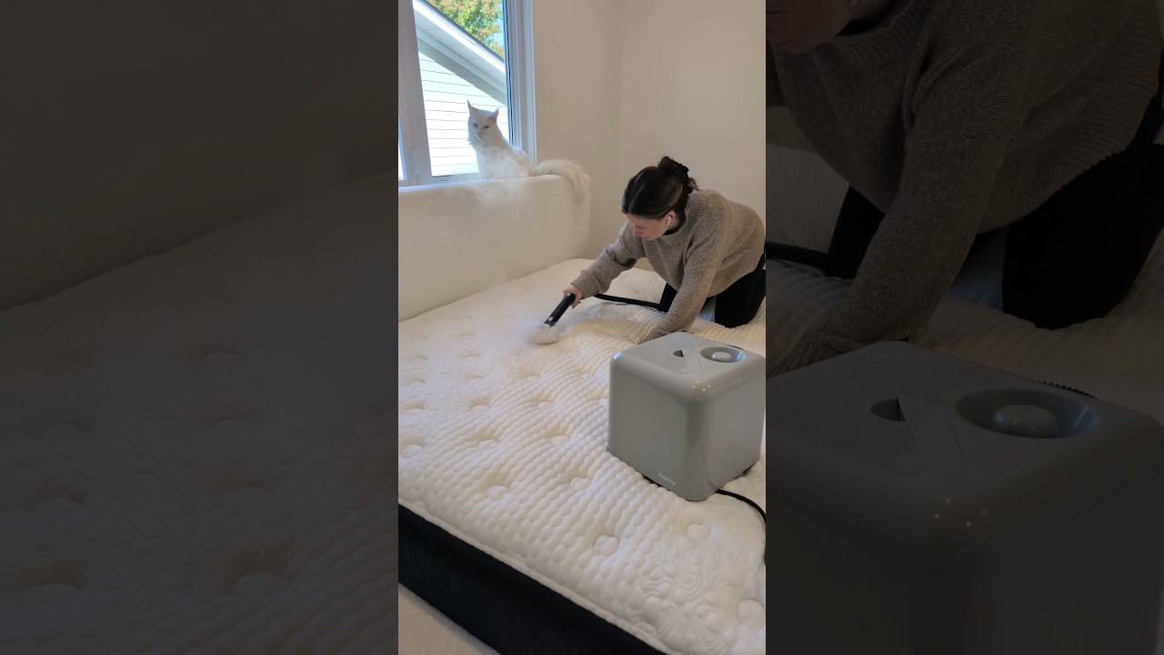 Bedroom deep cleaning 🍂 with my favorite Steam Cleaner from @dupray.official 🧡  Link in bio 😊🫶🏻