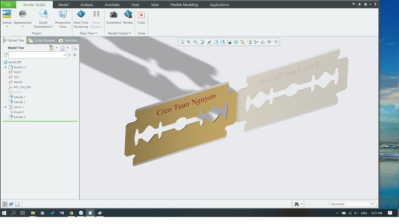 [CREO TUẤN NGUYỄN] Part Tutorial - Bài 7 : Lưỡi lam (Blades) trên Creo Parametric.