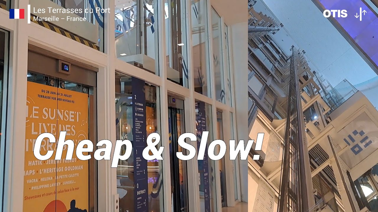 Slow OTIS MRL Scenic Elevator - Les Terrasses du Port, Marseille, FR